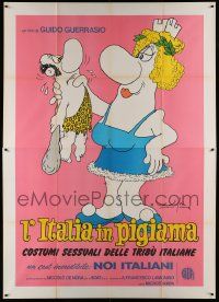 8t537 L'ITALIA IN PIGIAMA Italian 2p '76 great cartoon art of giant woman grabbing tiny caveman!