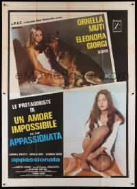 8t554 PASSIONATE Italian 2p '74 sexy Ornella Muti half-naked on the floor + Eleonora Giorgi w/dog!