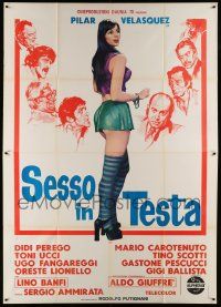 8t564 SEX IN THE HEAD Italian 2p '74 full-length art of sexy Pilar Velasquez in skimpy outfit!