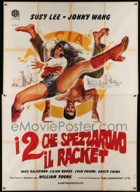 8t566 SISTER STREET FIGHTER Italian 2p '76 different Sciotti art of sexy female kung fu star!