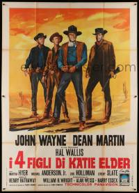8t569 SONS OF KATIE ELDER Italian 2p '65 different art of John Wayne, Dean Martin & co-stars!