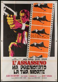 8t576 TIME TO DIE Italian 2p '75 Le Temps de mourir, art of Bruno Cremer with gun by filmstrip!