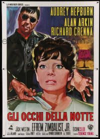 8t580 WAIT UNTIL DARK Italian 2p R70s different Serafini art of blind Audrey Hepburn & Alan Arkin!