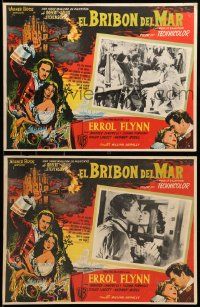 8t263 MASTER OF BALLANTRAE 4 Mexican LCs '53 Errol Flynn, Scotland, Robert Louis Stevenson story!