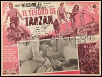 8t383 TARZAN'S SECRET TREASURE Mexican LC R60s close up of Johnny Weissmuller choking Tom Conway!