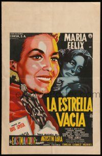 8t240 LA ESTRELLA VACIA Mexican WC '60 art of Empty Star Maria Felix holding Oscar by Renau!
