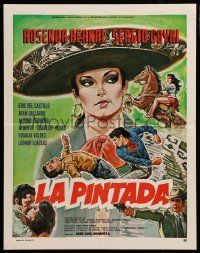 8t241 LA PINTADA Mexican WC '86 art of Rosenda Bernal over men fighting!