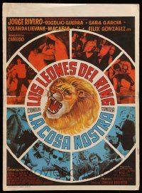 8t242 LOS LEONES DEL RING Mexican WC '74 cool art of roaring lion in center of photo montage!