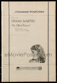 8t006 HIS OFFICIAL FIANCEE pressbook '19 Vivian Martin pretends to be boss' fiancee, lost film!