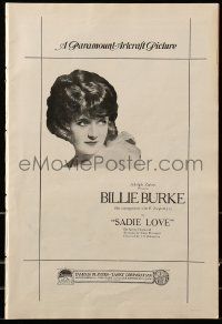 8t013 SADIE LOVE pressbook '19 Billie Burke gets married to a Count but loves another, lost film!