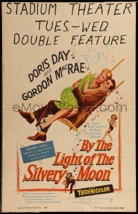 8t095 BY THE LIGHT OF THE SILVERY MOON WC '53 great romantic artwork of Doris Day & Gordon McRae!