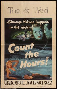 8t105 COUNT THE HOURS WC '53 Don Siegel, art of sexy bad girl Adele Mara in low-cut dress!