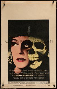 8t109 DEAD RINGER WC '64 creepy close up of skull & Bette Davis, who kills her own twin!