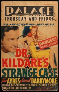 8t114 DR. KILDARE'S STRANGE CASE WC '40 c/u of Lew Ayres by deceptive sexy artwork of Laraine Day!