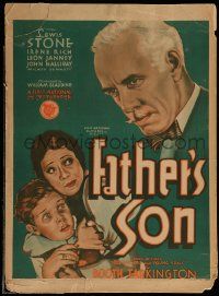 8t118 FATHER'S SON WC '31 art of Lewis Stone & Irene Rich holding Leon Janney!