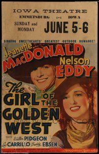 8t124 GIRL OF THE GOLDEN WEST WC '38 Jeanette MacDonald & Nelson Eddy in cowboy hats!