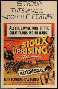 8t127 GREAT SIOUX UPRISING WC '53 Jeff Chandler, & Faith Domergue, savage fury of Indian wars!