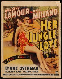 8t135 HER JUNGLE LOVE WC '38 sexy tropical beauty Dorothy Lamour wearing sarong with Ray Milland!