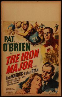 8t145 IRON MAJOR WC '43 Pat O'Brien plays football in the military, great sports montage art!