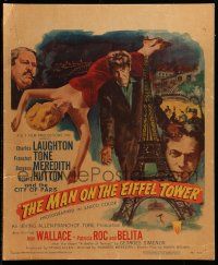8t160 MAN ON THE EIFFEL TOWER WC '49 Charles Laughton, sexy Jean Wallace, Widhoff film noir art!