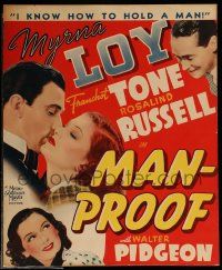 8t162 MAN-PROOF WC '38 sexy Myrna Loy knows how to hold a man, Franchot Tone, Pidgeon, Ros Russell