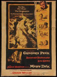 8t169 MOBY DICK WC '56 John Huston, great Gustav Rehberger art of Gregory Peck & the giant whale