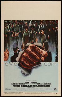 8t171 MOLLY MAGUIRES WC '70 Sean Connery, image of coal miner fist punching through poster!