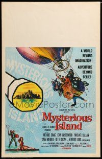 8t176 MYSTERIOUS ISLAND WC '61 Ray Harryhausen, Jules Verne sci-fi, cool hot-air balloon art!