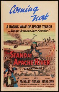 8t209 STAND AT APACHE RIVER WC '53 a raging wave of Apache terror sweeps across Arizona!