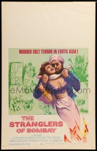 8t215 STRANGLERS OF BOMBAY WC '60 wild artwork of berserk murder cultist strangling woman!
