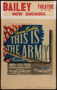 8t219 THIS IS THE ARMY WC '43 Irving Berlin musical, Lt. Ronald Reagan, cool patriotic design!