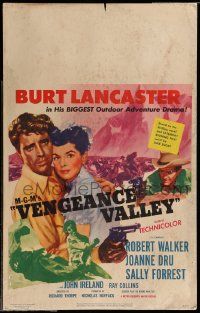8t234 VENGEANCE VALLEY WC '51 Burt Lancaster in his biggest outdoor adventure with Joanne Dru!
