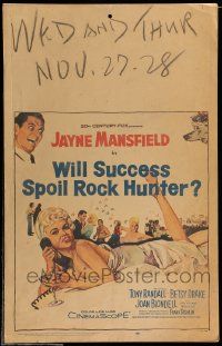 8t237 WILL SUCCESS SPOIL ROCK HUNTER WC '57 art of sexy Jayne Mansfield wearing only a sheet!