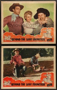 8w841 BEYOND THE LAST FRONTIER 2 LCs '43 great images of cowboys Eddie Dew & Smiley Burnette!
