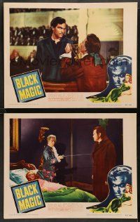 8w842 BLACK MAGIC 2 LCs '49 great images of wild-eyed hypnotist Orson Welles as Cagliostro!