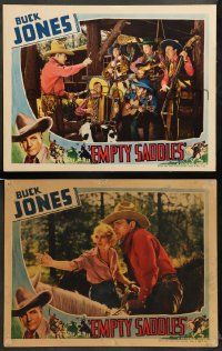 8w862 EMPTY SADDLES 2 LCs '36 images of cowboy Buck Jones, Gertrude Astor!