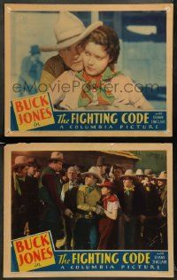 8w867 FIGHTING CODE 2 LCs '33 cowboy Buck Jones, who loved to fight & fought for love, Sinclair!
