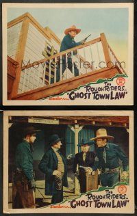 8w874 GHOST TOWN LAW 2 LCs '42 great western images of Rough Riders Buck Jones and Tim McCoy!