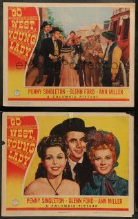 8w875 GO WEST YOUNG LADY 2 LCs '41 great images of Penny Singleton, Glenn Ford, Ann Miller!