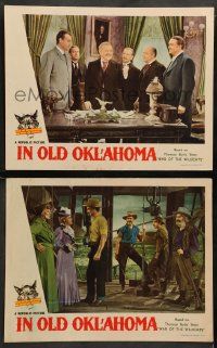 8w889 IN OLD OKLAHOMA 2 LCs '43 John Wayne, Martha Scott, Albert Dekker, oil drilling!