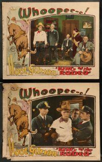 8w894 KING OF THE RODEO 2 LCs '29 police restrain Hoot Gibson, great border art riding a steer!