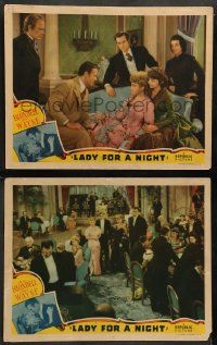 8w896 LADY FOR A NIGHT 2 LCs '41 John Wayne & sexy Joan Blondell, Ray Middleton!