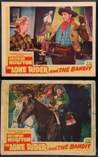 8w903 LONE RIDER & THE BANDIT 2 LCs '42 George Houston, directed by Sam Newfield!