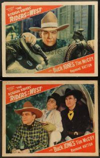 8w941 RIDERS OF THE WEST 2 LCs '42 great cowboy western images of Buck Jones & Tim McCoy!