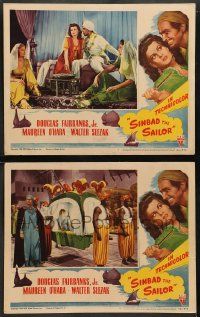 8w962 SINBAD THE SAILOR 2 LCs '46 Douglas Fairbanks Jr. & sexy Maureen O'Hara!