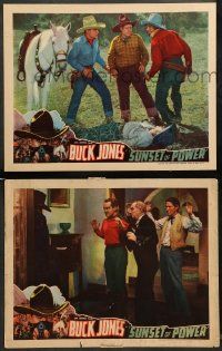8w969 SUNSET OF POWER 2 LCs '35 cool cowboy western images of Buck Jones & Charles Middleton!