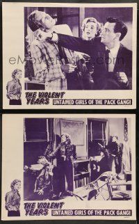 8w981 VIOLENT YEARS 2 LCs '56 Ed Wood, untamed girls of the pack gang taking thrills unashamed