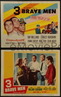 8w021 3 BRAVE MEN 8 LCs '57 Ray Milland, Ernest Borgnine, drama torn from the stormy heart of life!