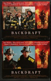 8w056 BACKDRAFT 8 LCs '91 firefighter Kurt Russell, William Baldwin, directed by Ron Howard!