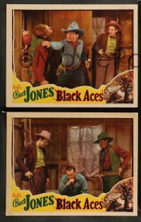 8w639 BLACK ACES 4 LCs '37 great western images of cowboy Buck Jones and Robert Frazer!